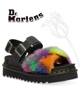 DR MARTINS Voss II Fluffy Faux Fur Strap Sandals